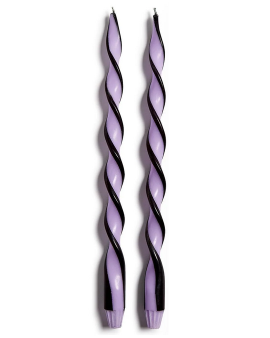 Purple &amp; Black Twist Taper Candles