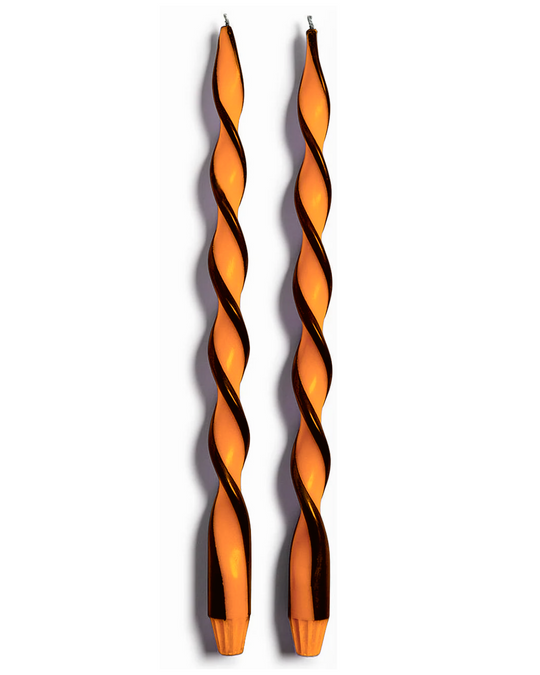 Orange &amp; Black Twist Taper Candles