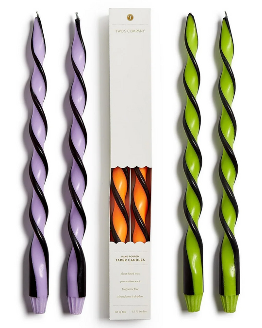 Orange &amp; Black Twist Taper Candles