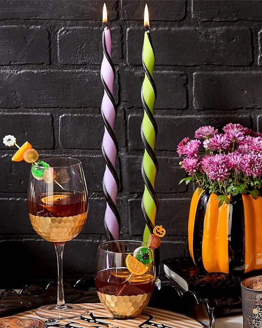 Orange &amp; Black Twist Taper Candles