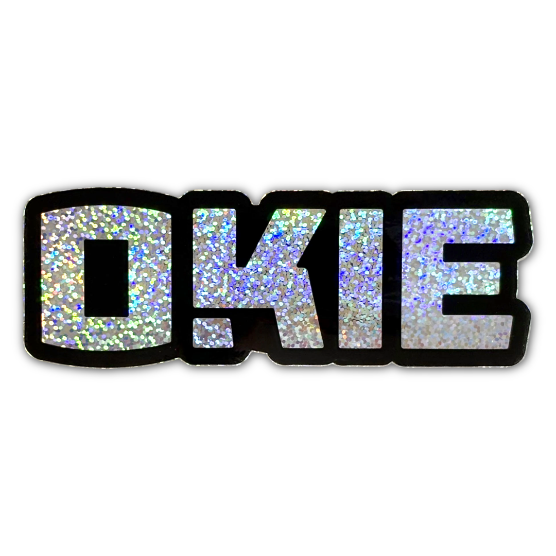 Okie Black Outline Glitter Sticker