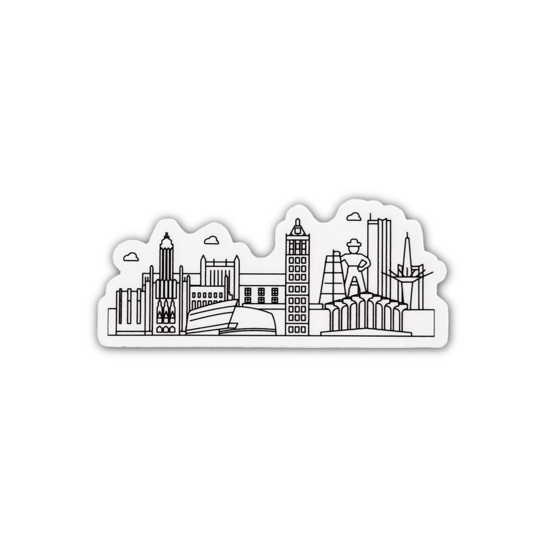 Tulsa Oklahoma Skyline Black & White Sticker