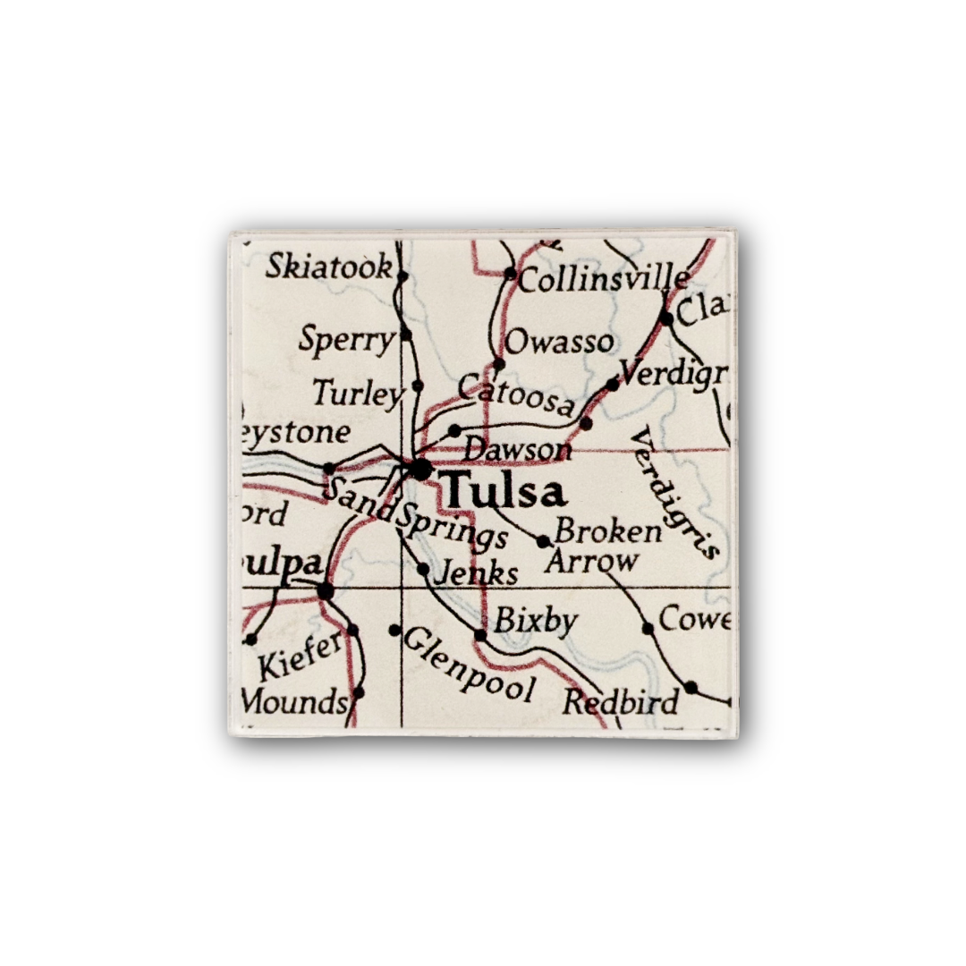 Tulsa Oklahoma Map Acrylic Magnet