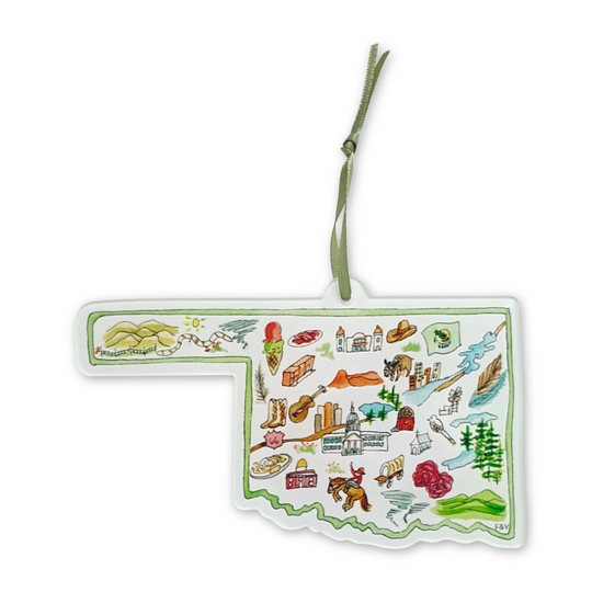 Oklahoma Shaped Watercolor Ornament