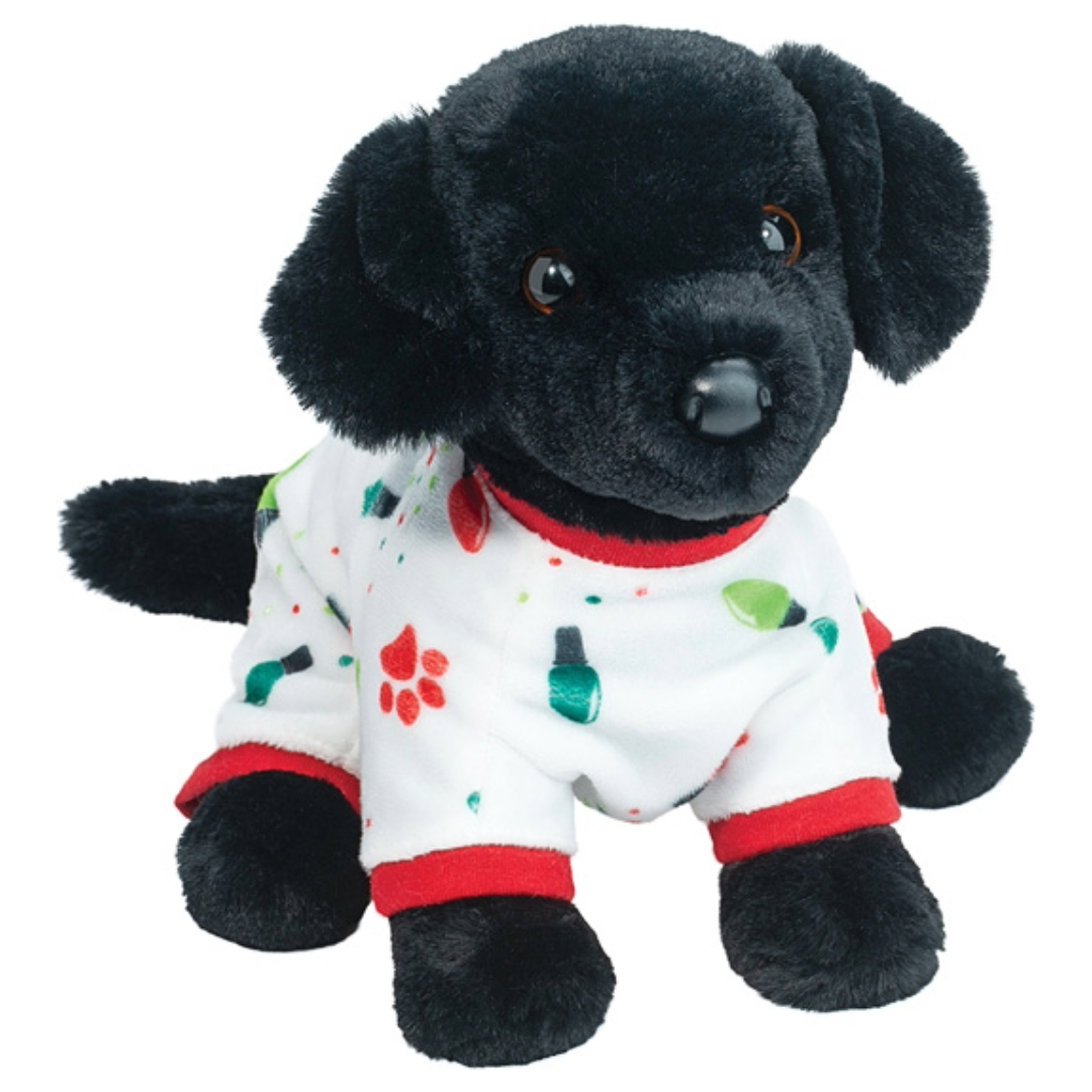 Small Black Lab with Holiday PJs Plush