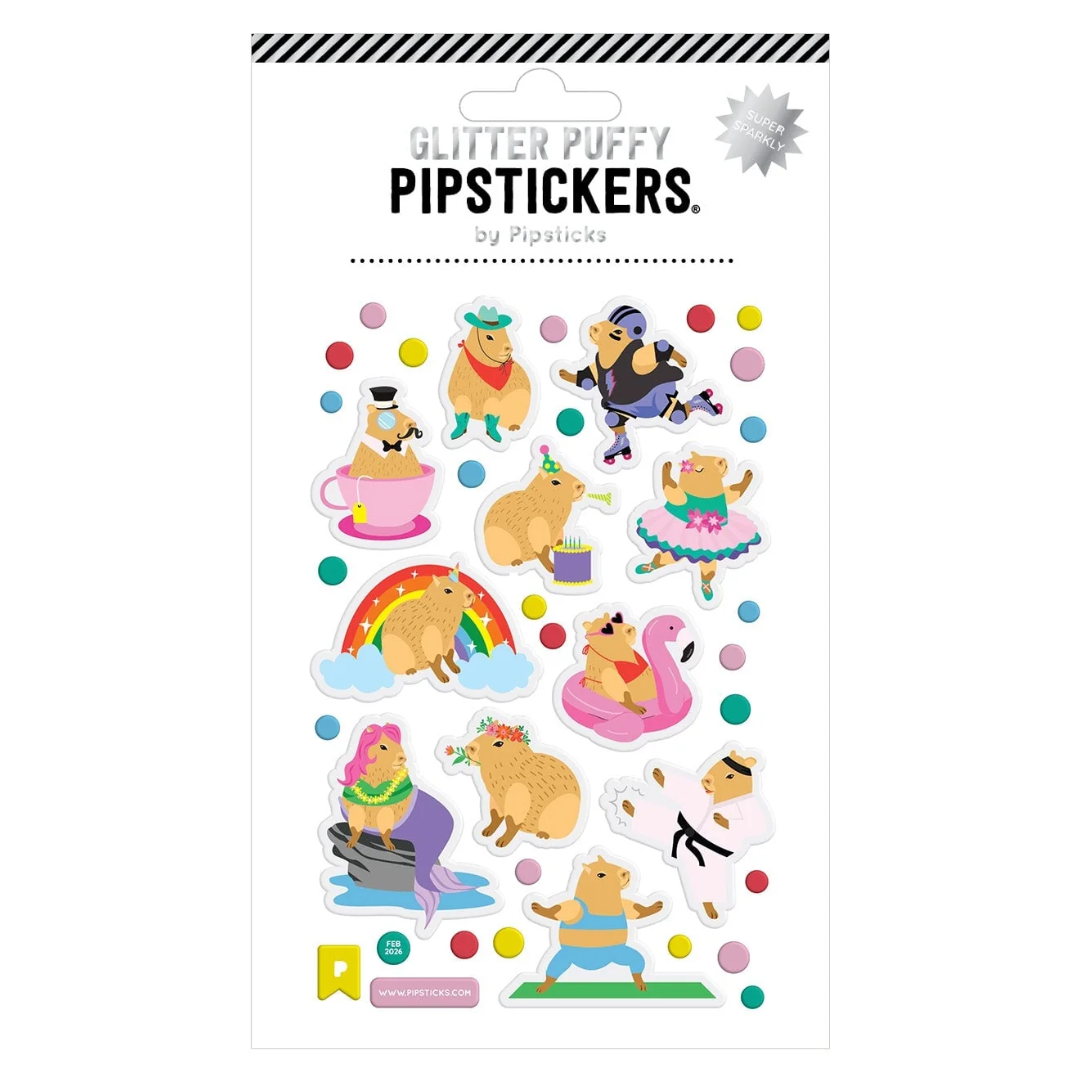 Capy Crew Glitter Puffy Sticker Sheet