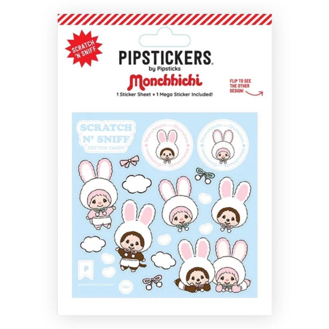 Monchhichi & Chimutan Cotton Candy Scratch 'n Sniff Sticker and Mega Sticker