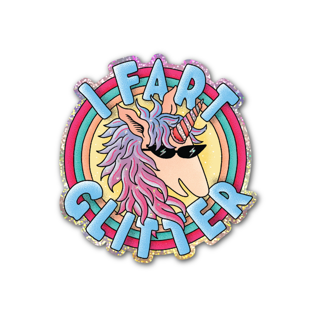 I Fart Glitter Unicorn Sticker