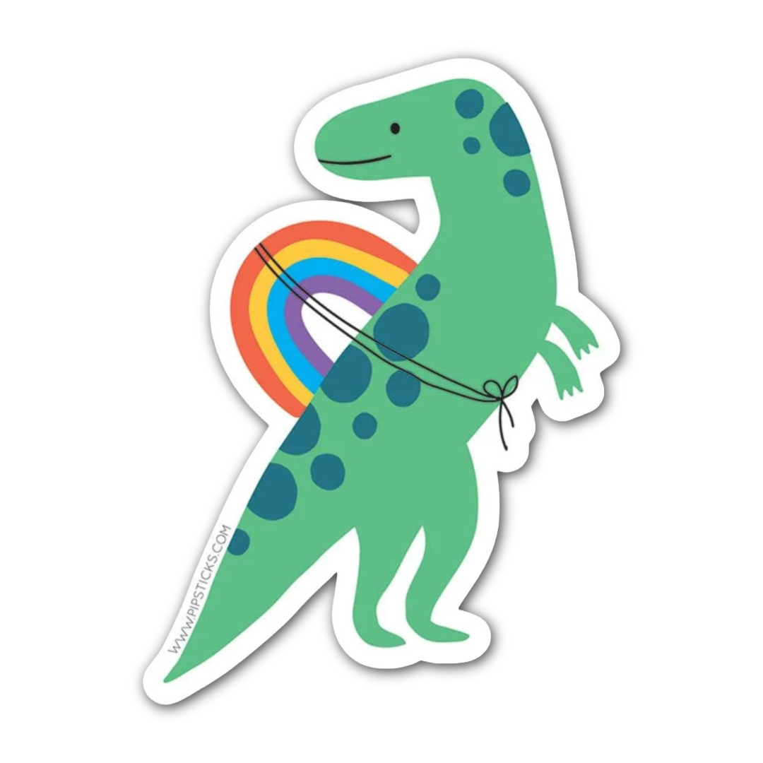 Rainbow Rider T-Rex Vinyl Sticker