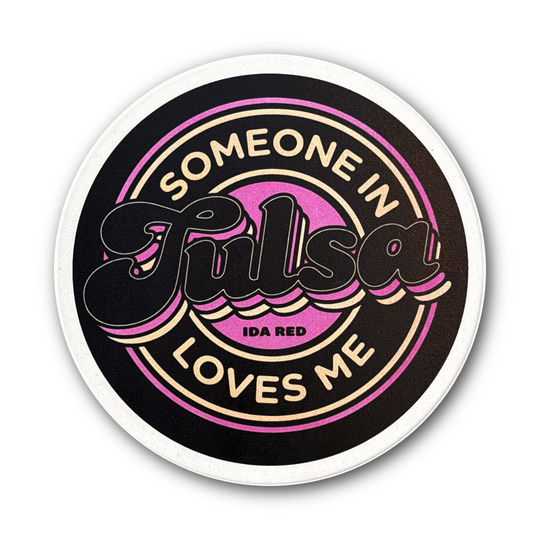 Someone In Tulsa Loves Me Coaster Black & Lavender