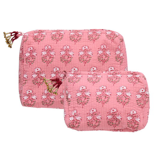 Pink Chicken - Pink Strawflower Quilted Pouch