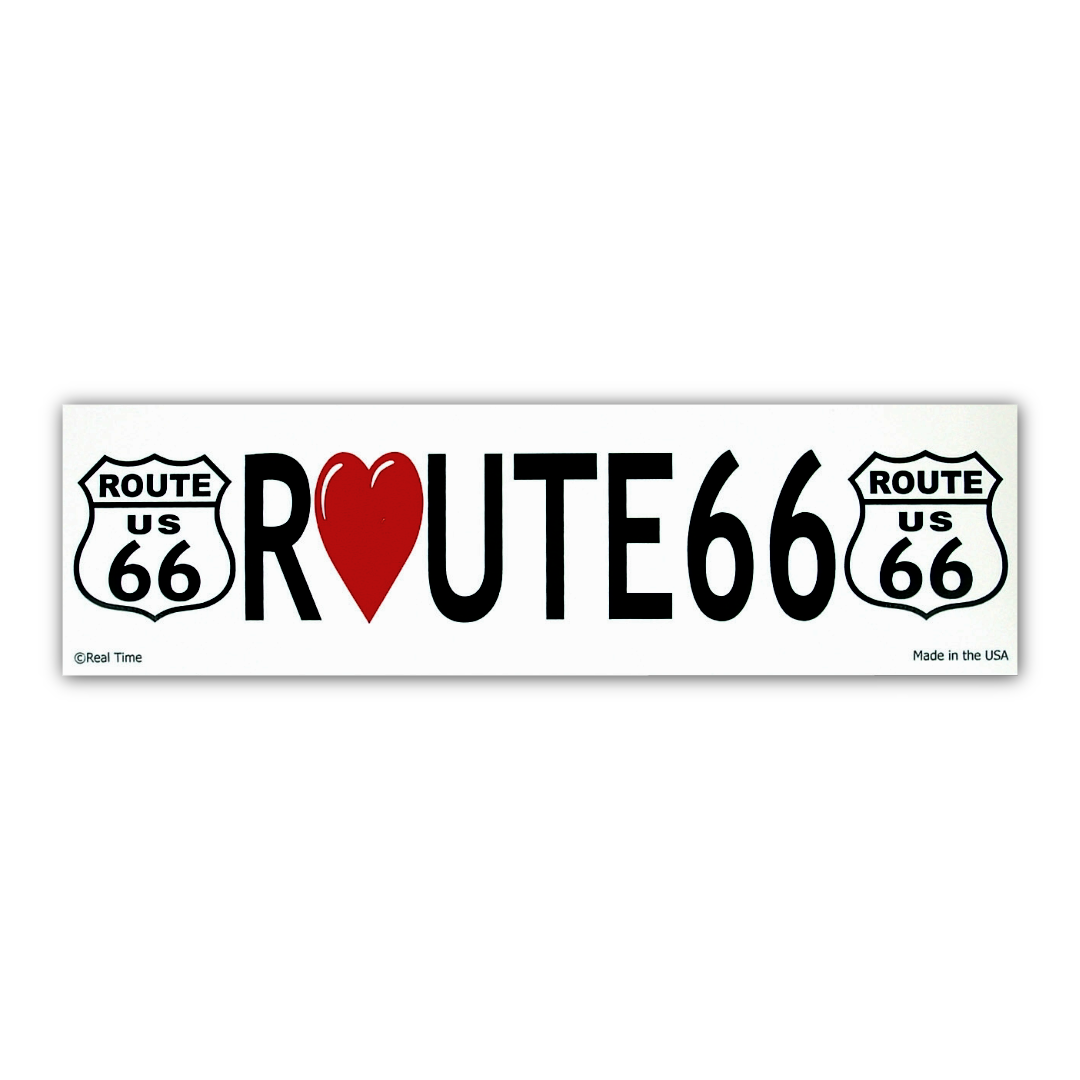 Route 66 Heart Bumper Sticker