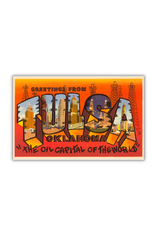 Greetings From Tulsa Postcard-Orange