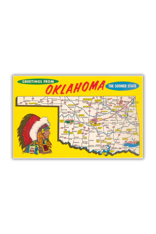Map of Oklahoma Chief Postcard