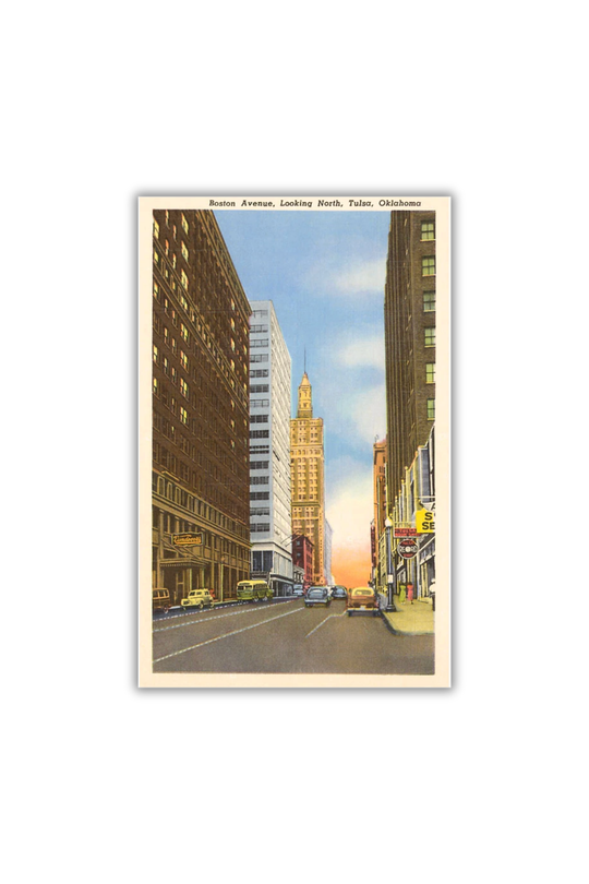 Boston Avenue, Looking North,  Tulsa Postcard