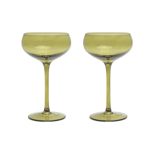 Lou Coupe Glass Set in Olive