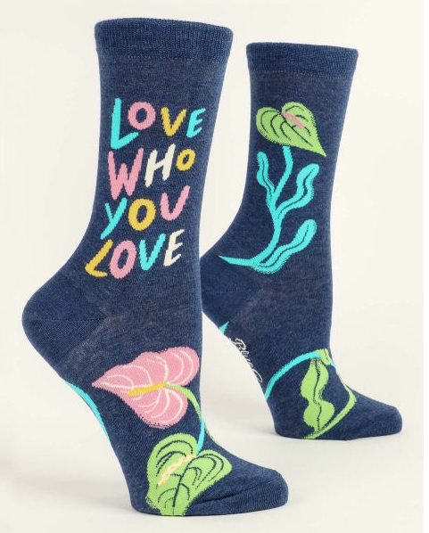 Love Who You Love Women’s Crew Socks with Plant Design