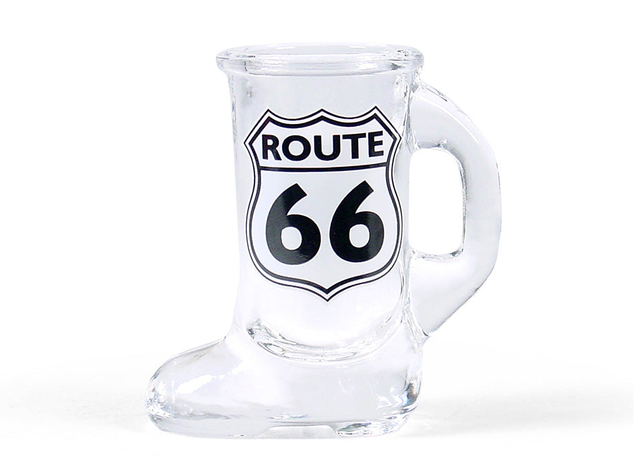 Route 66 Clear Cowboy Boot Shot Glass