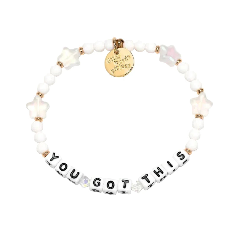 You Got This Stargaze bracelet medium large gold beaded word bracelet