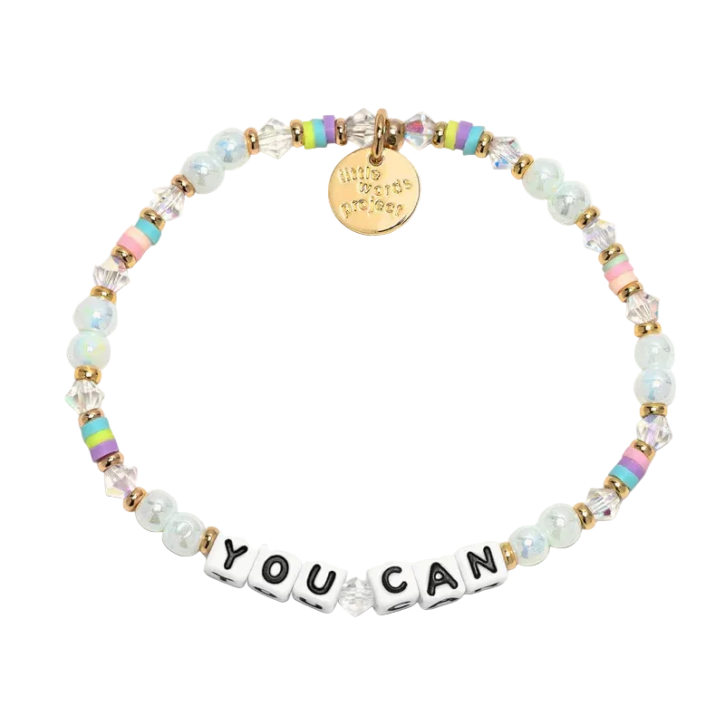 You Can Pastel Party bracelet M/L pastel beaded inspirational word bracelet