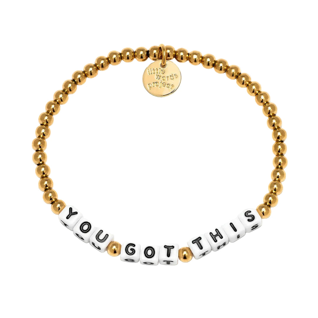 You Got This gold plated bracelet S/M inspirational word bead bracelet