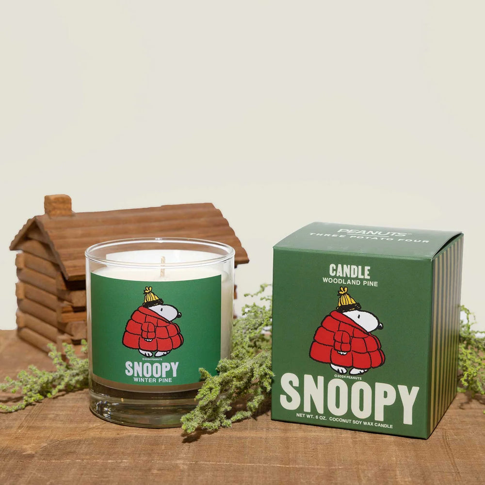Snoopy Puffy Coat Woodland Pine Candle