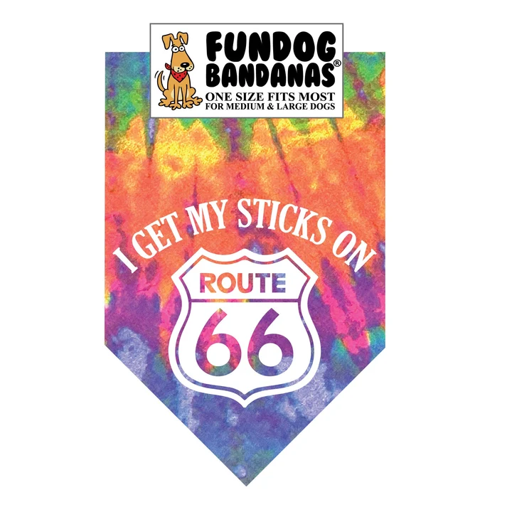 I Get My Sticks On Route 66 Dog Bandana Tie Dye