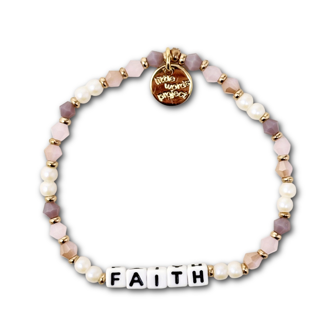 Faith Pinky Ring bracelet S/M pink inspirational bracelet by Little Words Project