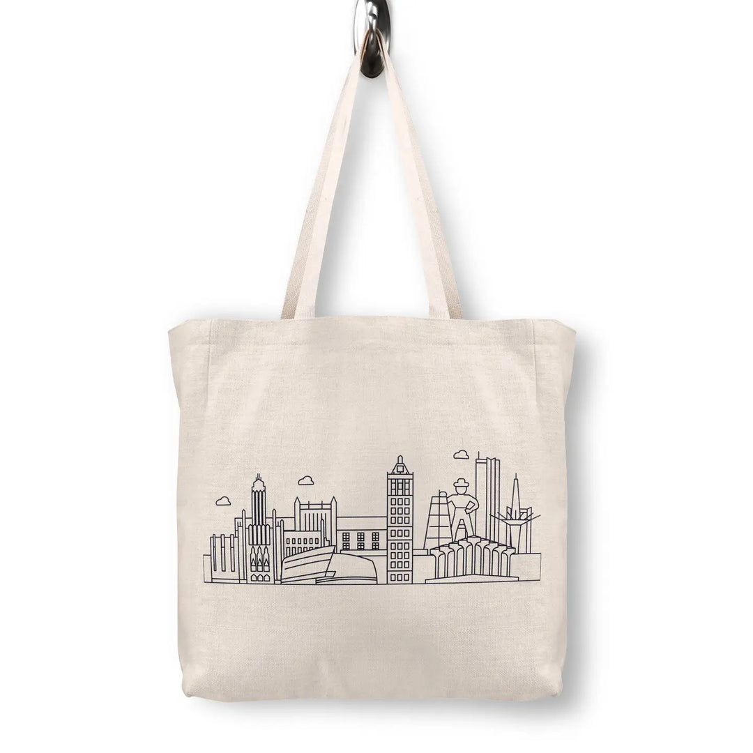 Tulsa Oklahoma Skyline Black & White Canvas Tote