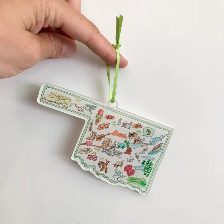 Oklahoma Shaped Watercolor Ornament