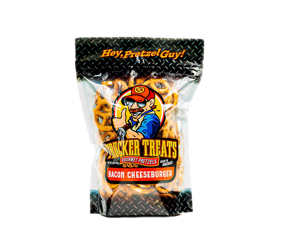 Trucker Treats Bacon Cheeseburger Pretzels, savory and cheesy snack mix