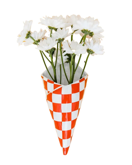 Checker Bag Wall Vase