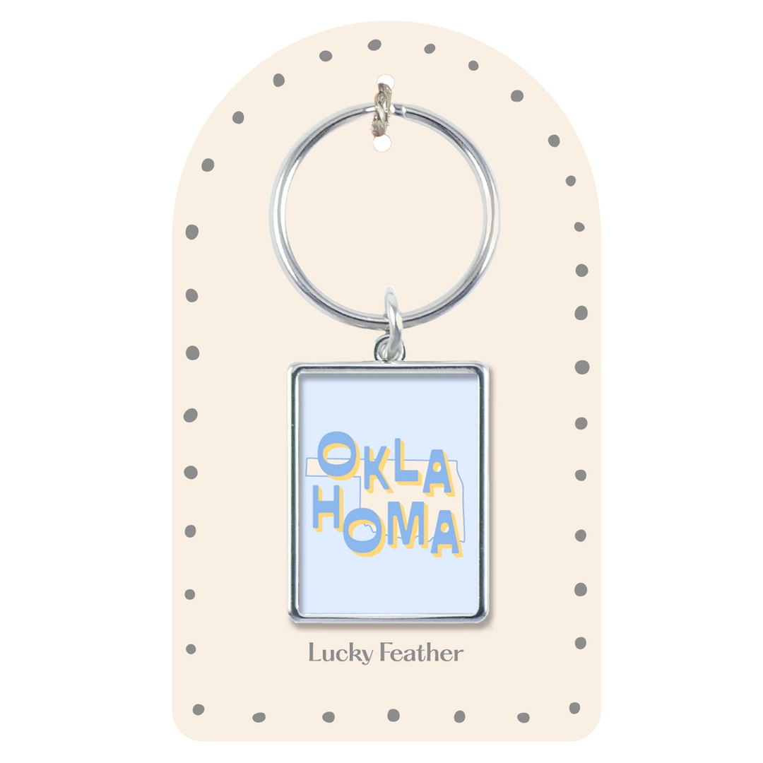 Blue Oklahoma State Keychain