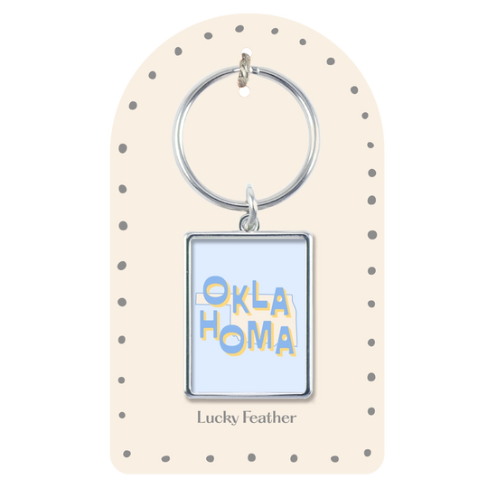 Blue Oklahoma State Keychain