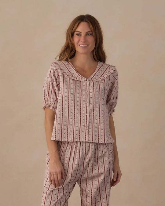 Rylee + Cru - Women's Candy Cane Lane Ruffle Pajama Set