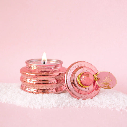 Pink Peppermint Beam Pink Mercury Glass Candle 3oz