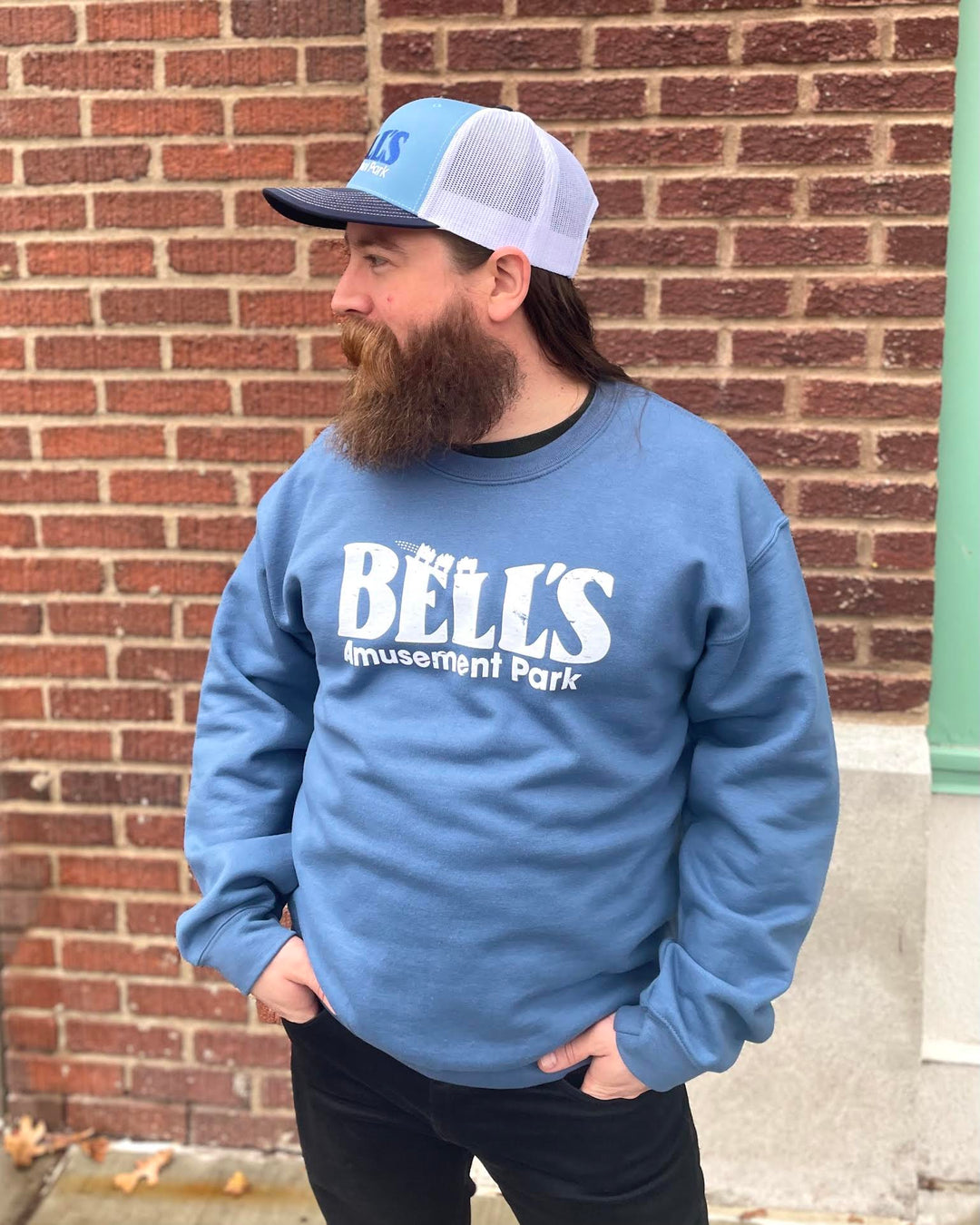 Blue Tulsa souvenir sweatshirt celebrating Bell’s Amusement Park, soft and stylish