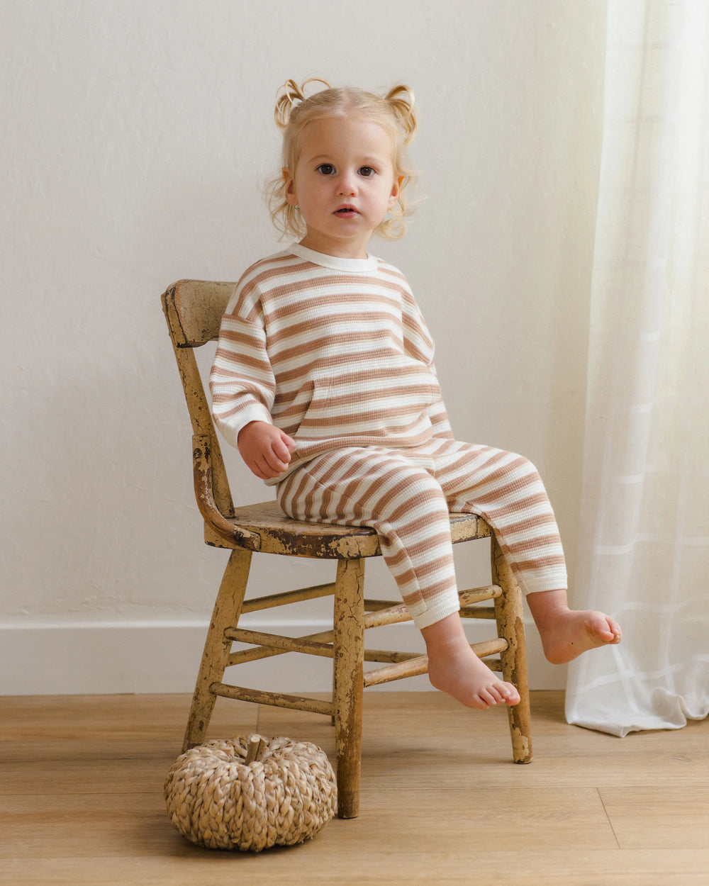 Quincy Mae - Spice Stripe Waffle Slouch Set