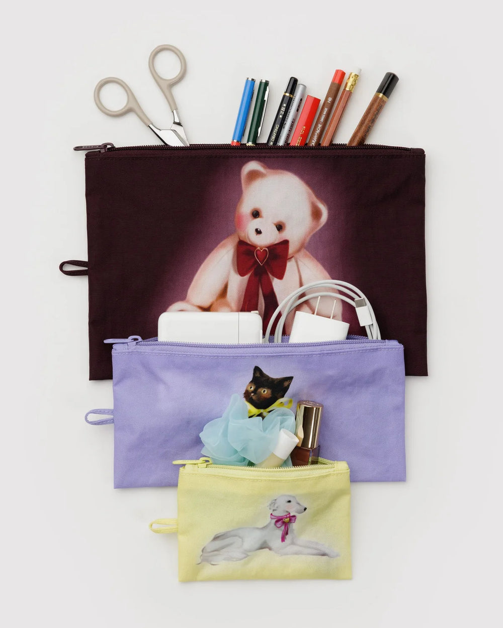Baggu 3-Piece Flat Pouch Set - Fancy Animals
