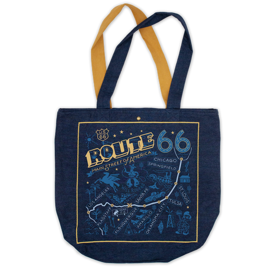 Route 66 Denim Tote Bag