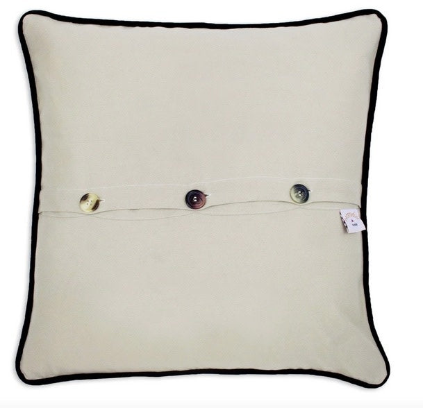Catstudio Route 66 pillow with intricate embroidery – nostalgic road trip home accent and gift