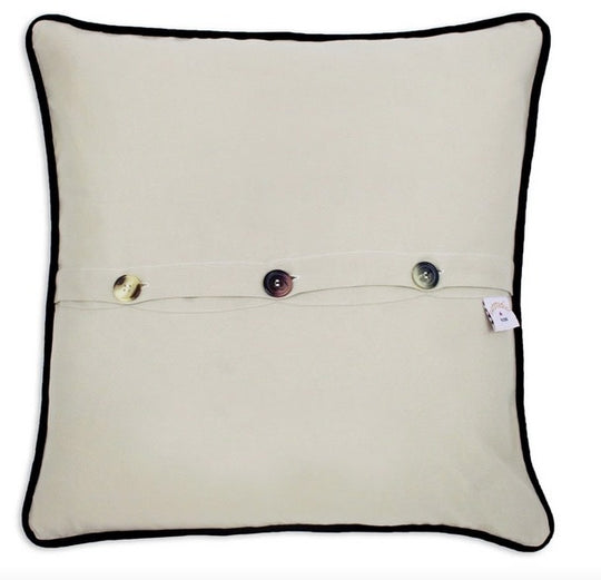 Catstudio Route 66 pillow with intricate embroidery – nostalgic road trip home accent and gift