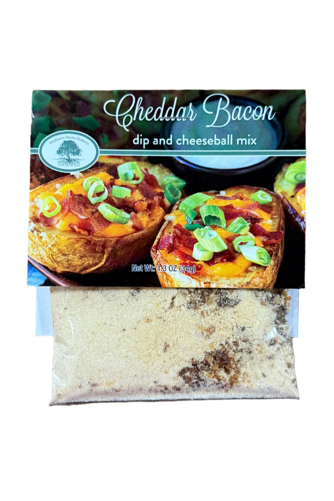 Package of Cheddar Bacon Dip Mix from Southern Roots Sisters, made in Oklahoma