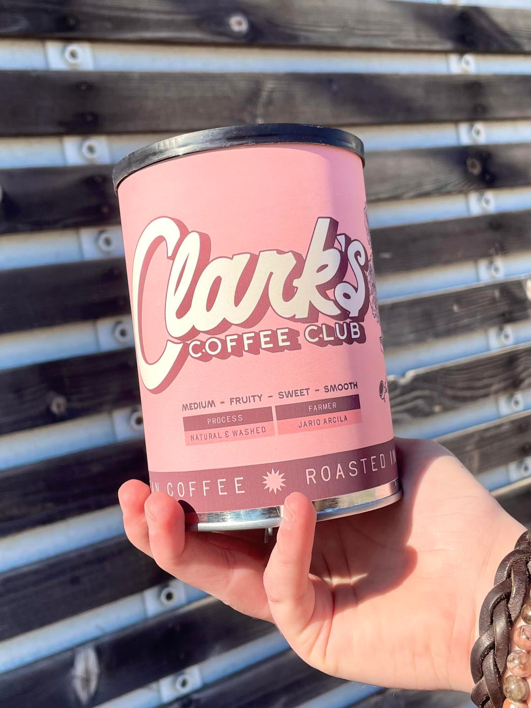 12oz Clark’s Coffee Tin – Ida Red Blend, medium roast whole bean coffee, fruity, sweet, and smooth