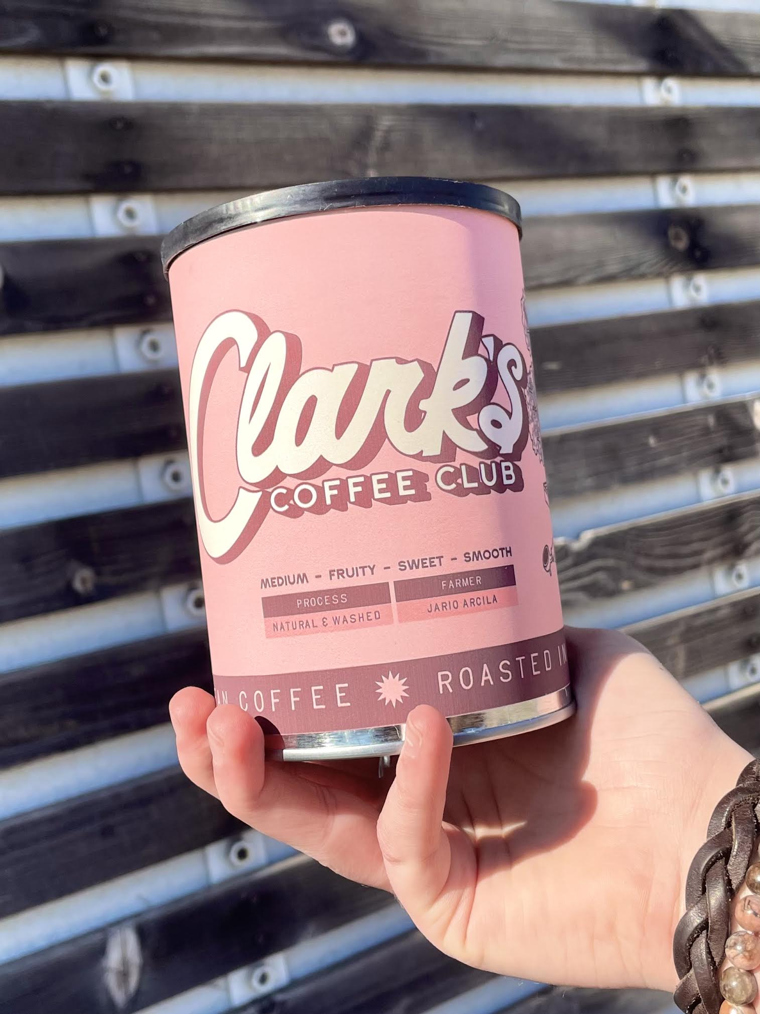 12oz Clark’s Coffee Tin – Ida Red Blend, medium roast whole bean coffee, fruity, sweet, and smooth