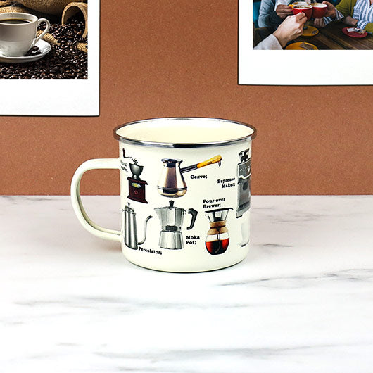 Coffee Illustrations Enamel Mug