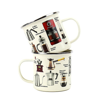 Coffee Illustrations Enamel Mug
