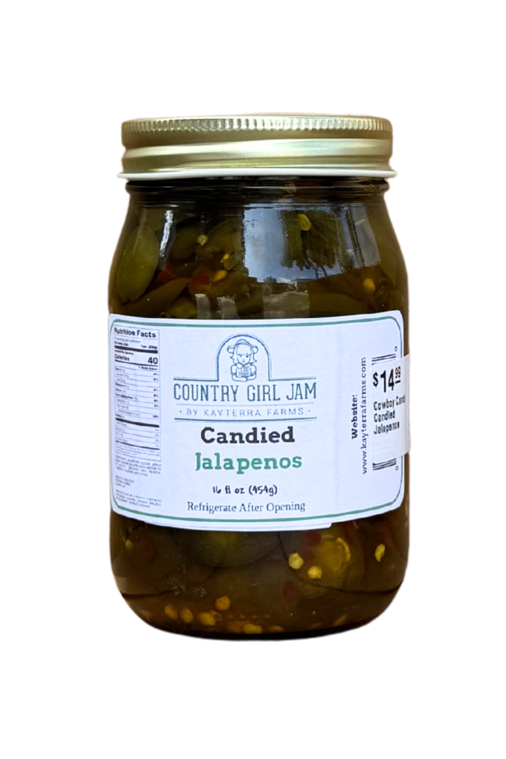 Jar of candied jalapeños in syrup, sweet and spicy cowboy candy perfect for burgers and tacos