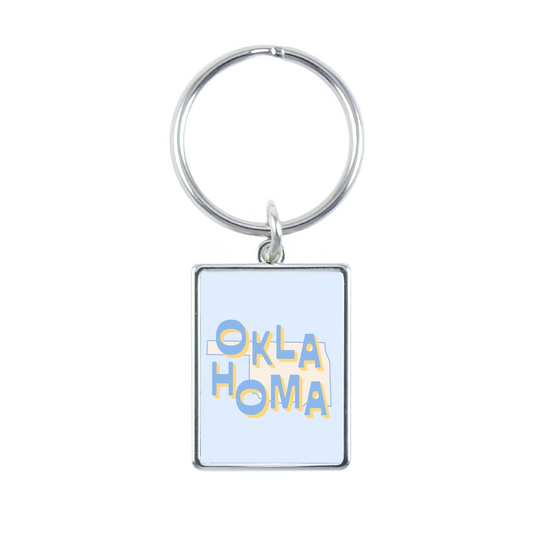 Blue Oklahoma State Keychain