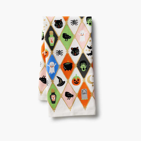 Halloween Argyle Tea Towel